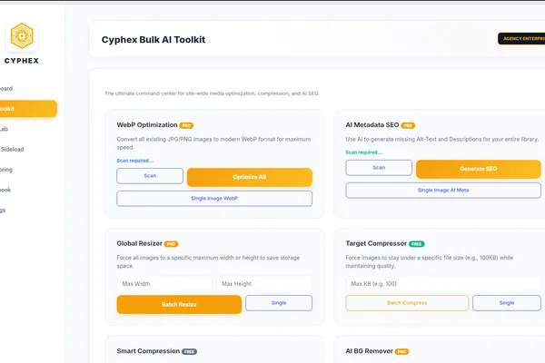 CYPHEX WordPress Media Command Center Auditing Tool Mockup