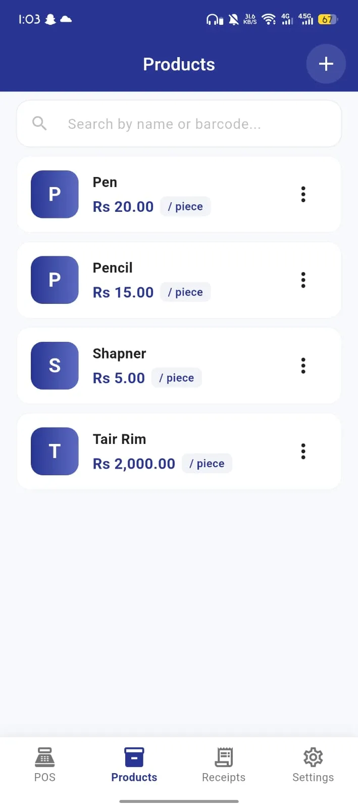 Omini POS checkout UI