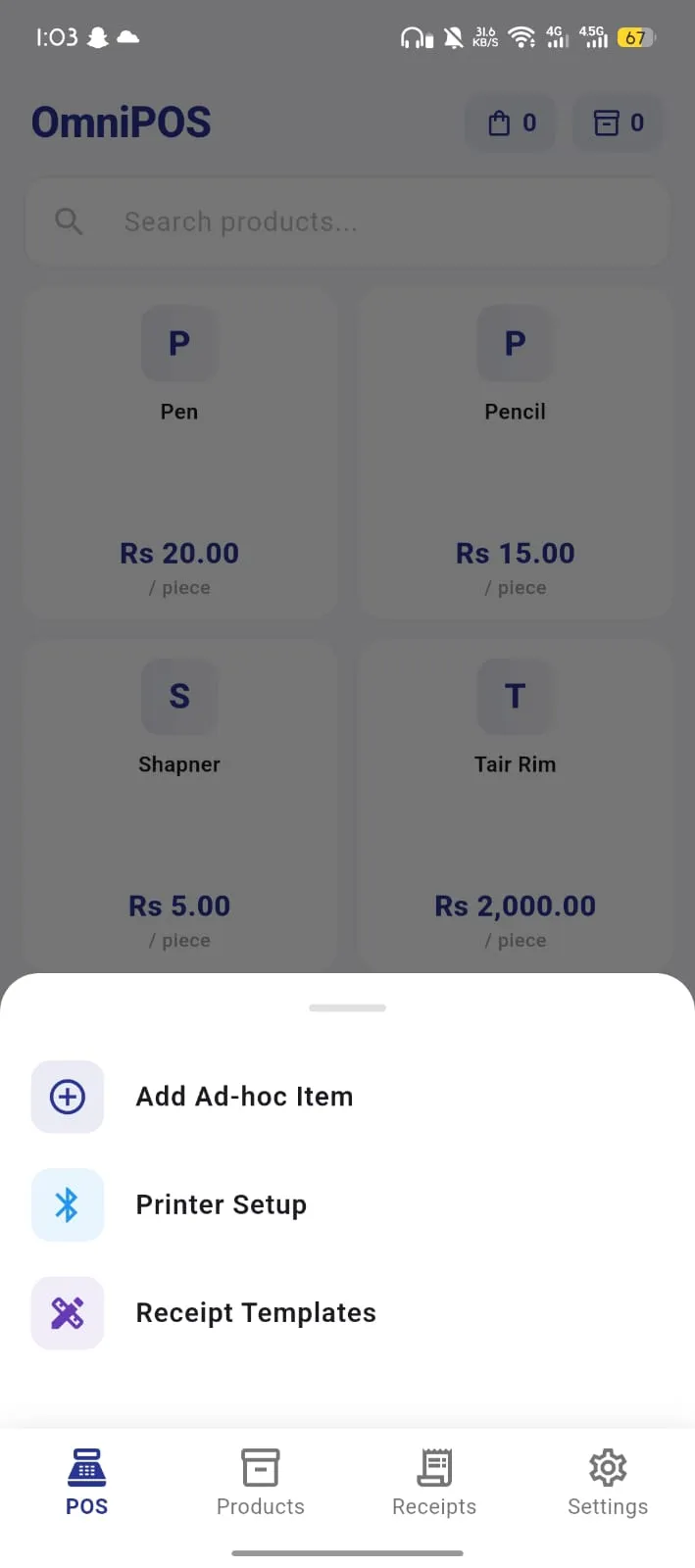 Omini POS project screenshot